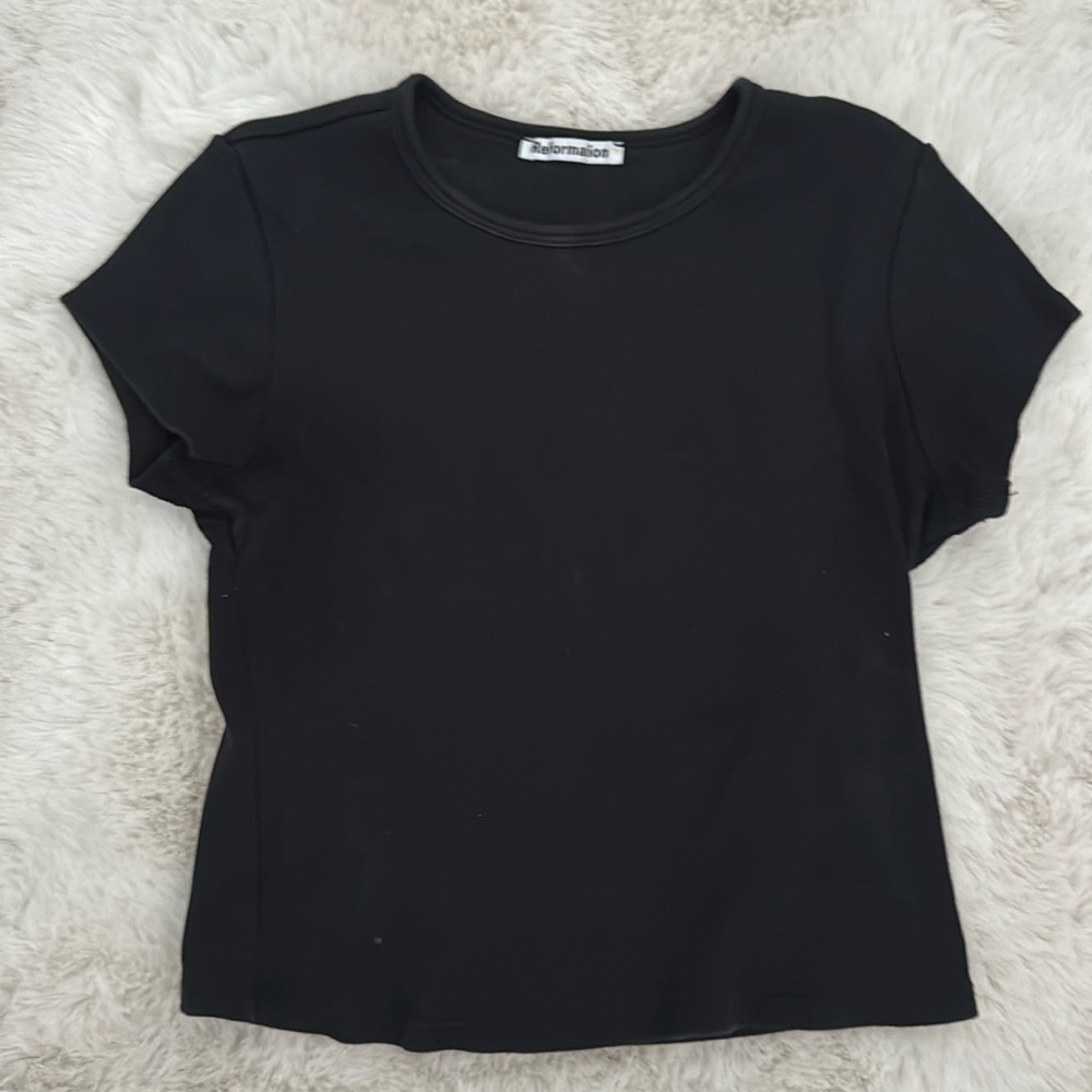 Reformation Black Cropped Tshirt
